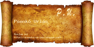 Psenkó Uriás névjegykártya